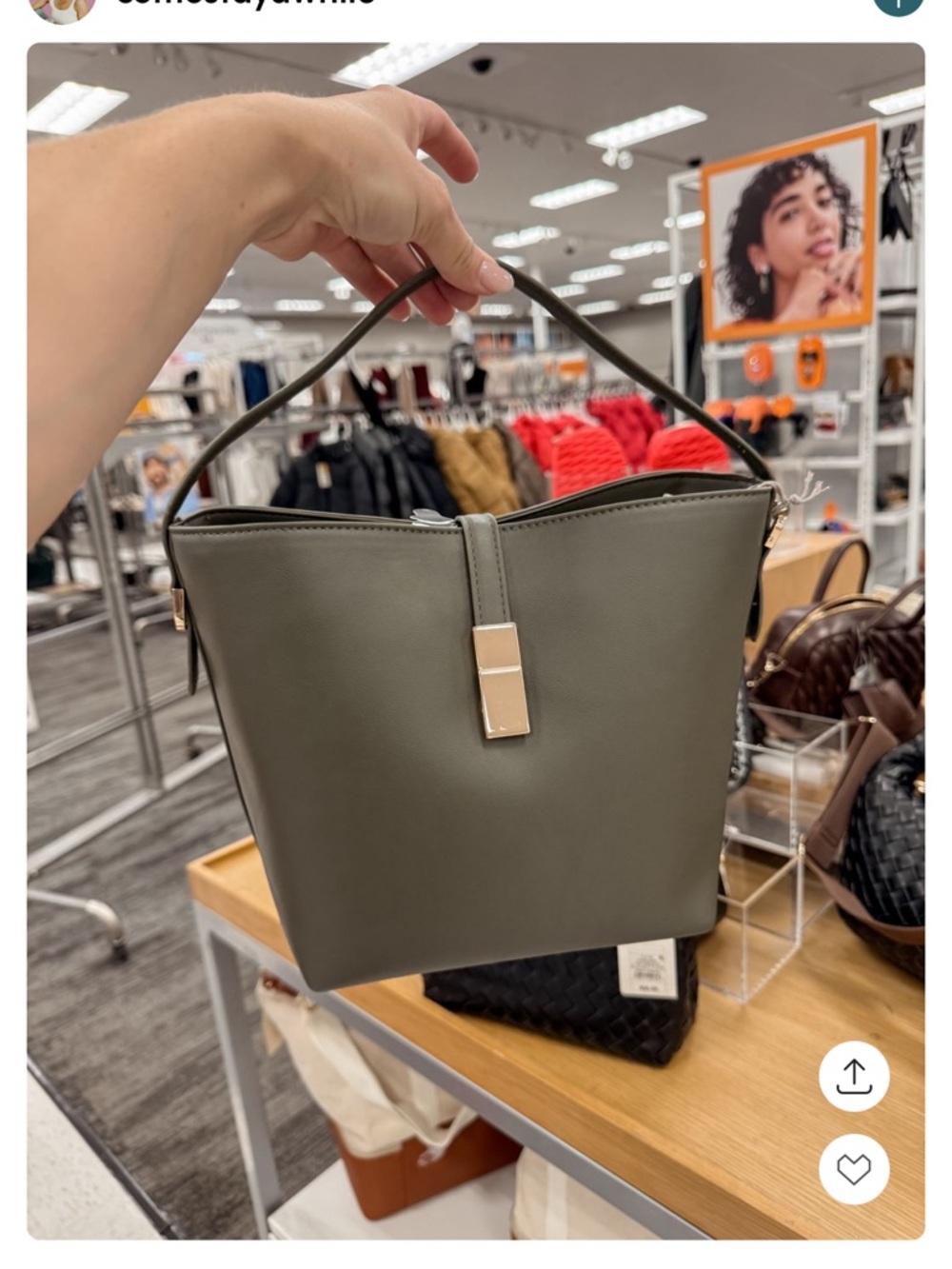 Target brand a new day Olive Green Faux-Leather Shoulder Bag with Gold Accent